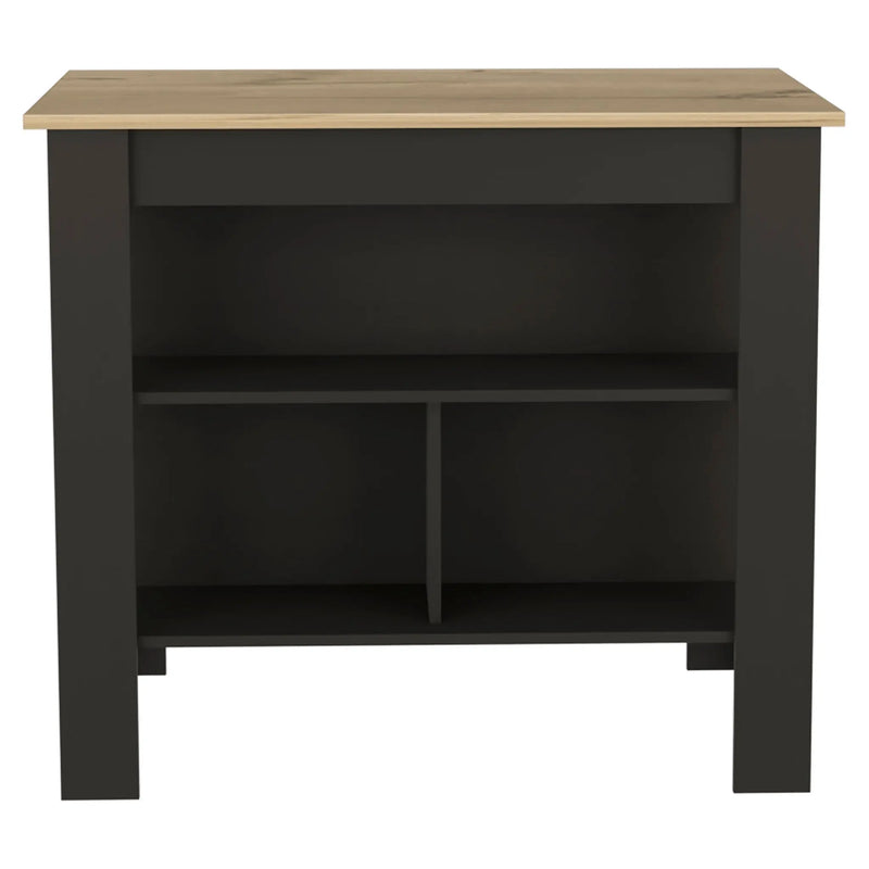 Black and Oak 41" Kitchen Island With Storage Homeroots Kitchen & Dining