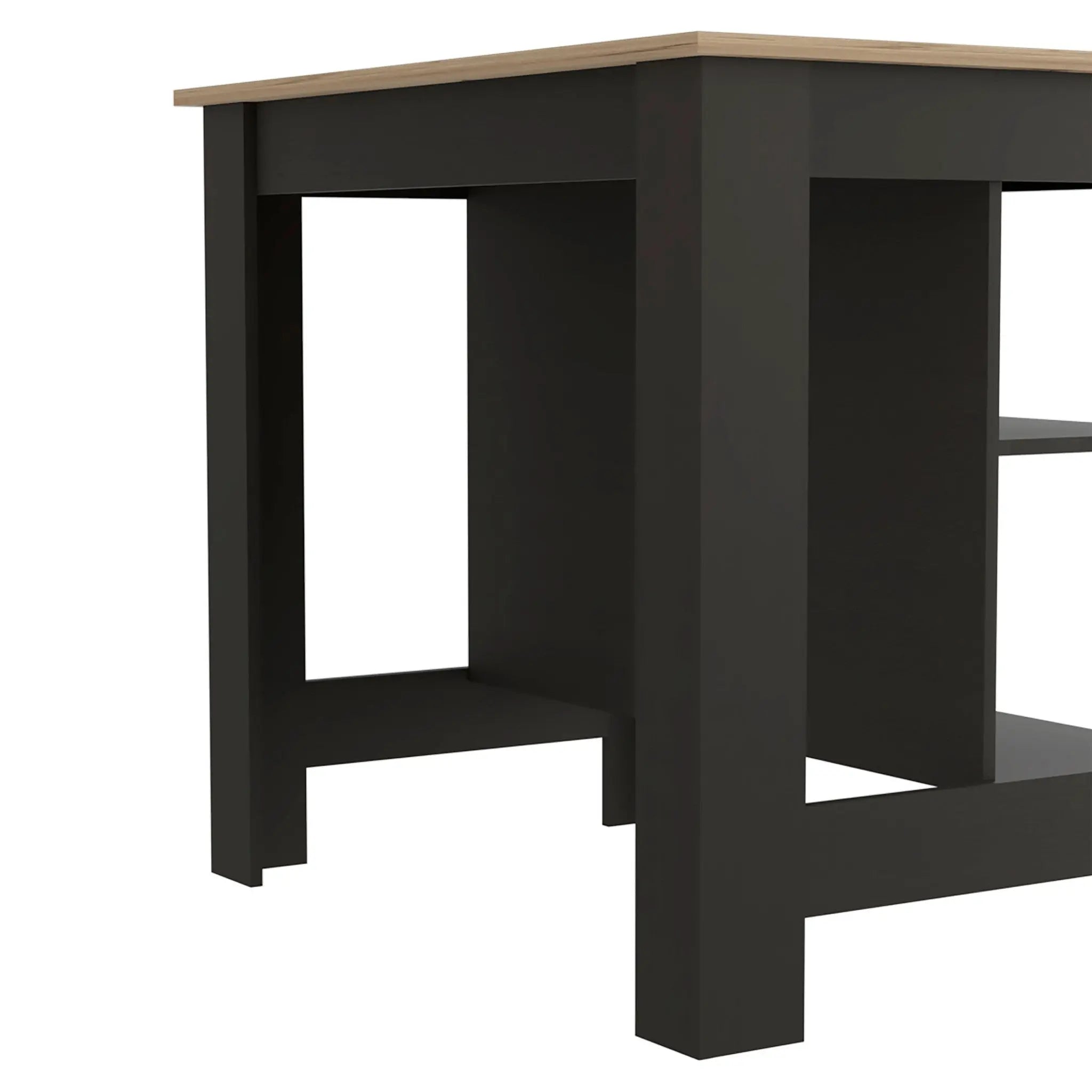 Black and Oak 41" Kitchen Island With Storage Homeroots Kitchen & Dining