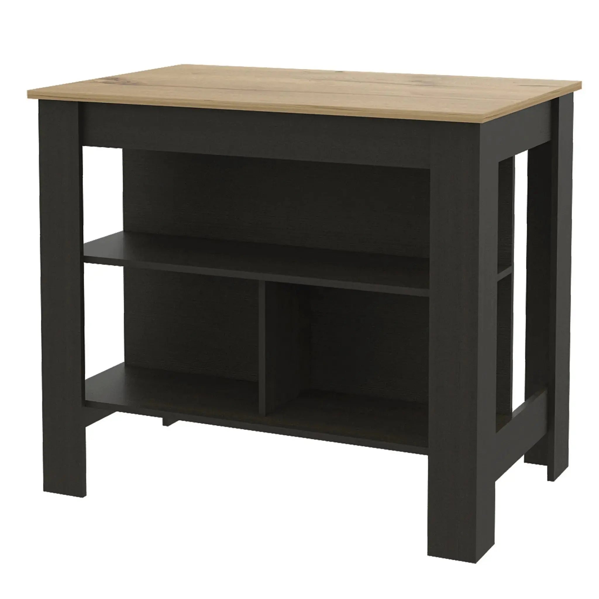 Black and Oak 41" Kitchen Island With Storage Homeroots Kitchen & Dining