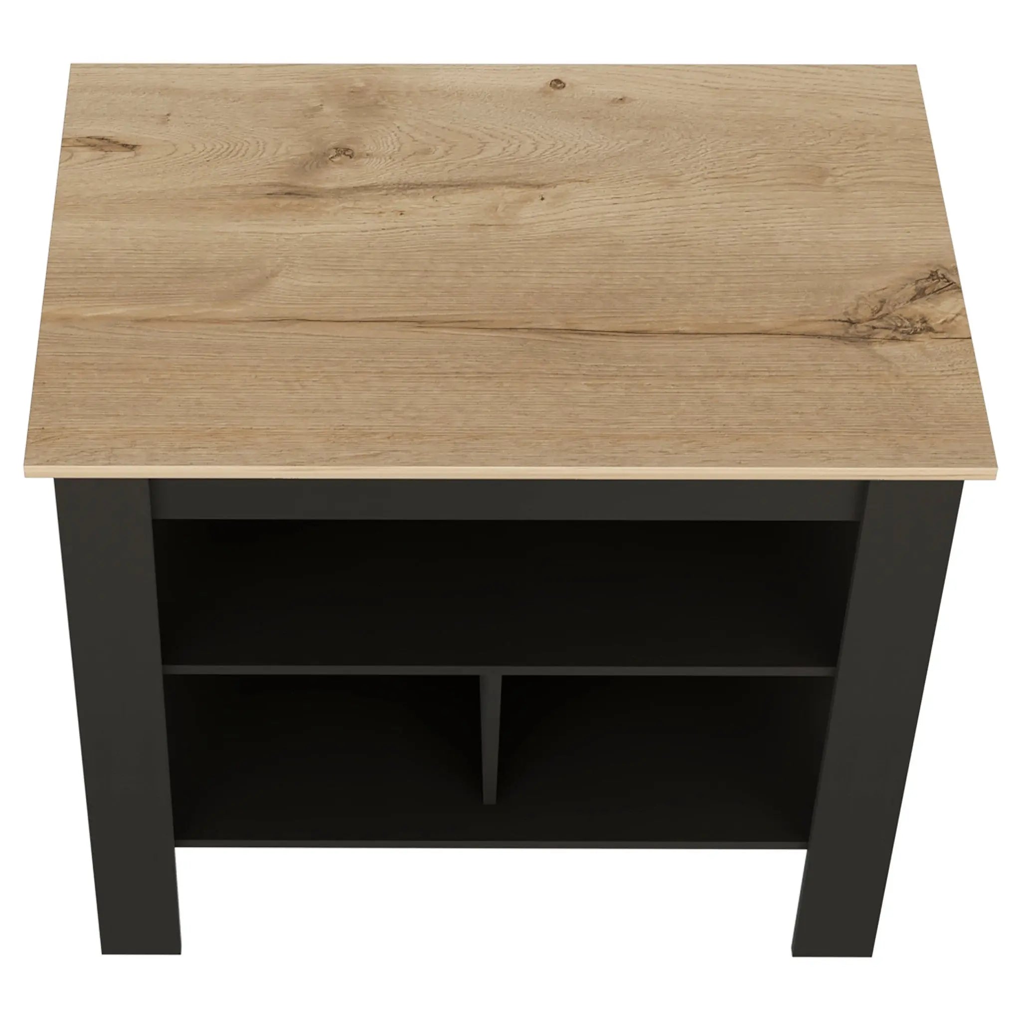 Black and Oak 41" Kitchen Island With Storage Homeroots Kitchen & Dining
