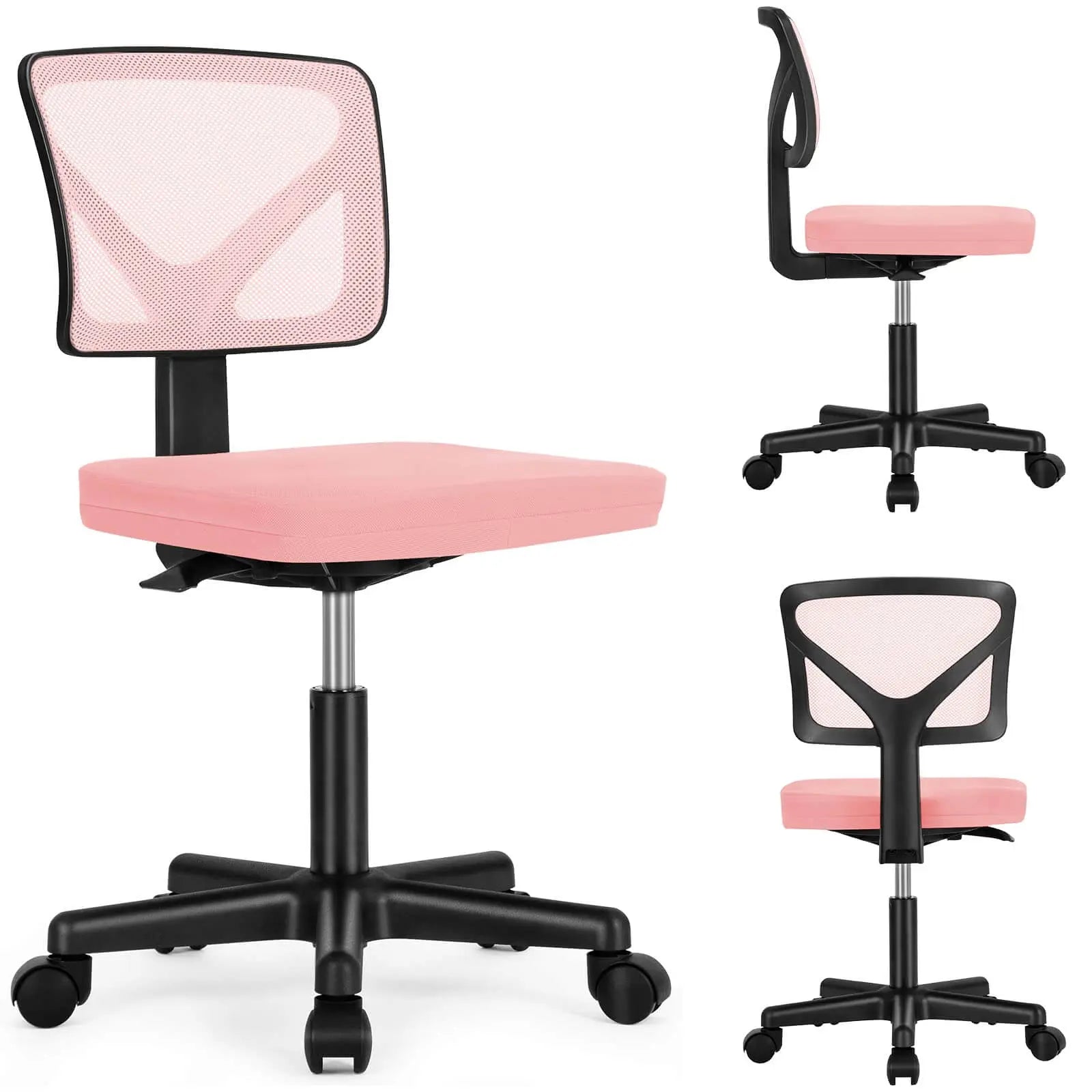 Black and Pink Adjustable Height Swivel Rolling Office Chair Homeroots Office