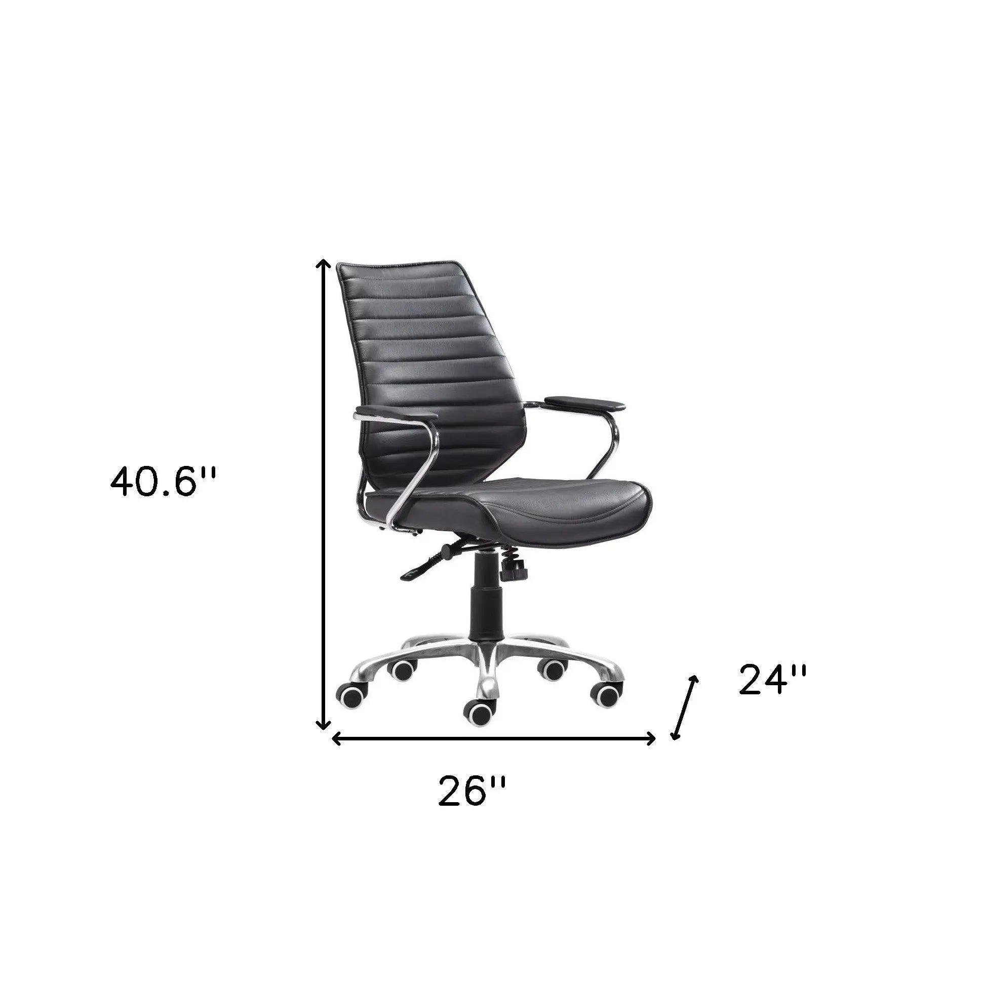 Black and Silver Adjustable Height Swivel Rolling Office Chair Homeroots Office
