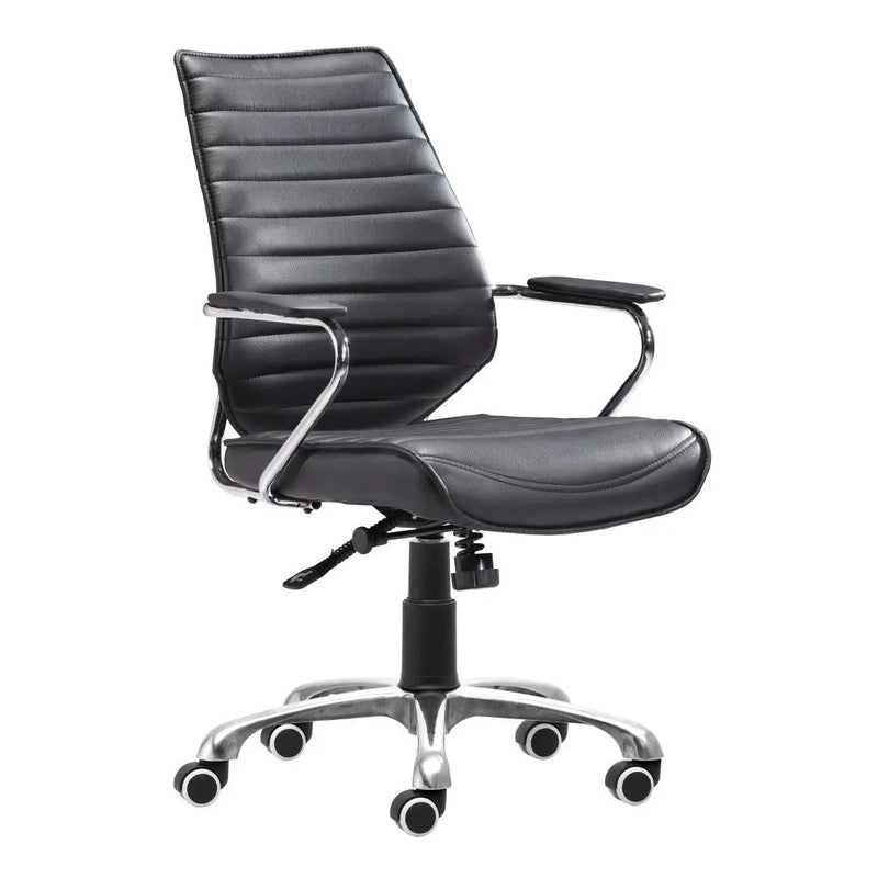 Black and Silver Adjustable Height Swivel Rolling Office Chair Homeroots Office