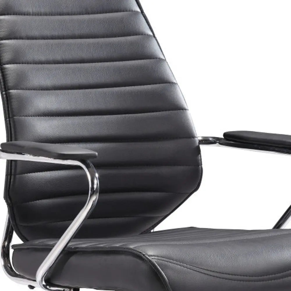 Black and Silver Adjustable Height Swivel Rolling Office Chair Homeroots Office