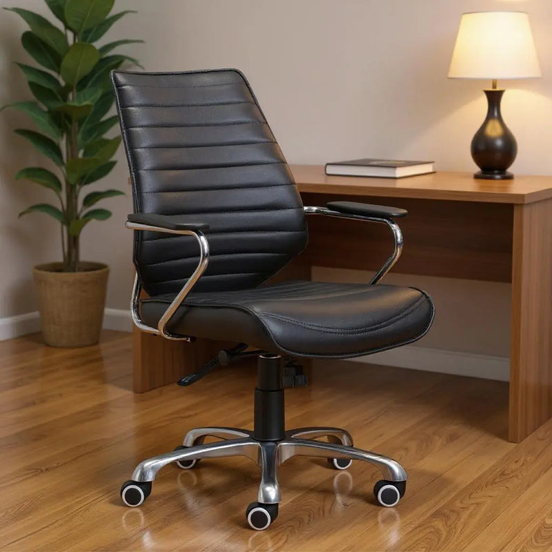 Black and Silver Adjustable Height Swivel Rolling Office Chair Homeroots Office