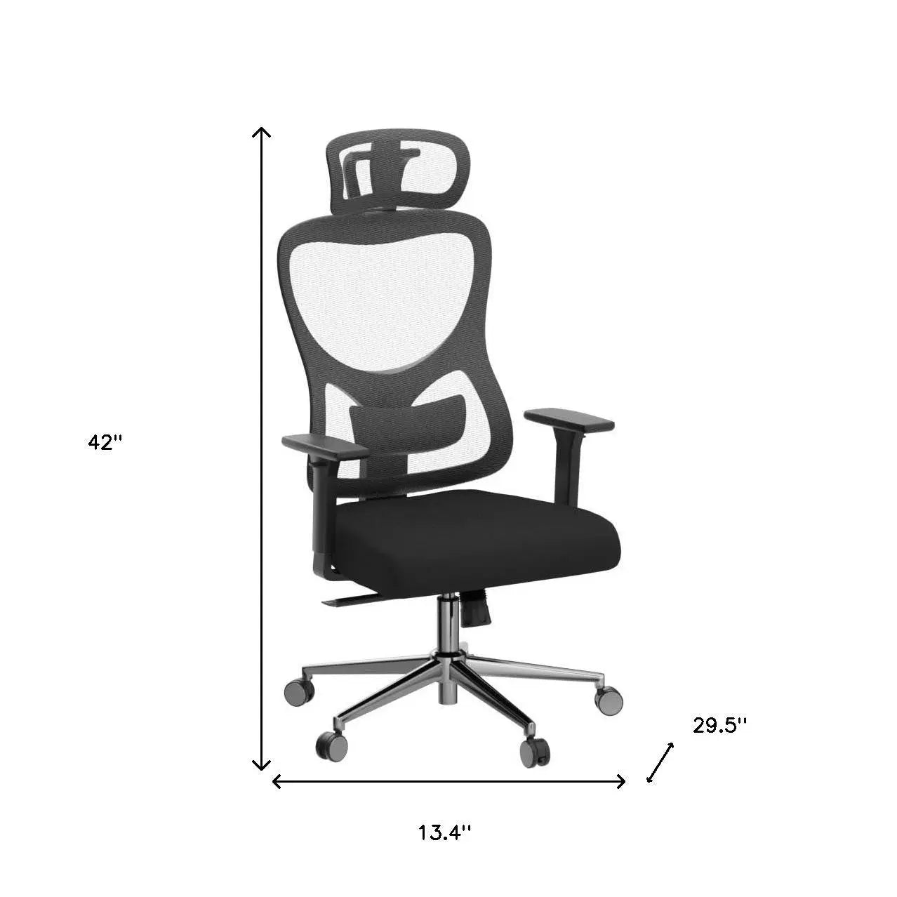 Black and Silver Adjustable Height Swivel Rolling Office Chair Homeroots Office