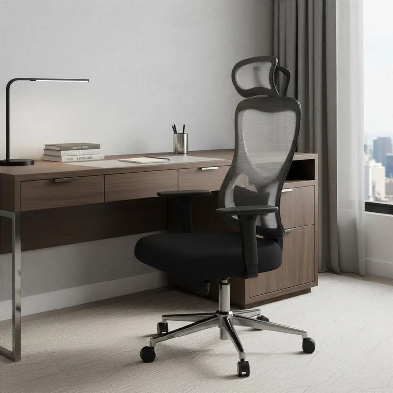 Black and Silver Adjustable Height Swivel Rolling Office Chair Homeroots Office