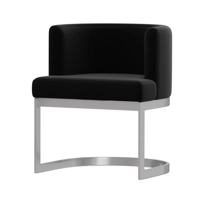 Black and Silver Fabric Wing Back Dining Side Chair Homeroots Kitchen & Dining