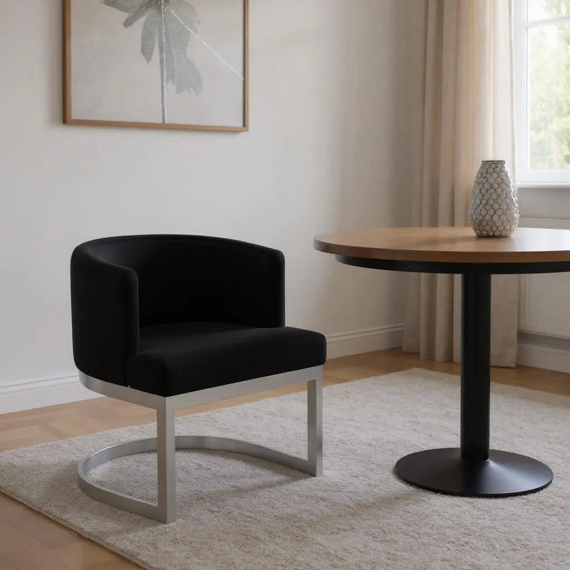 Black and Silver Fabric Wing Back Dining Side Chair Homeroots Kitchen & Dining