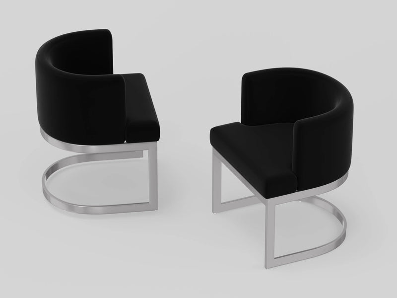 Black and Silver Fabric Wing Back Dining Side Chair Homeroots Kitchen & Dining