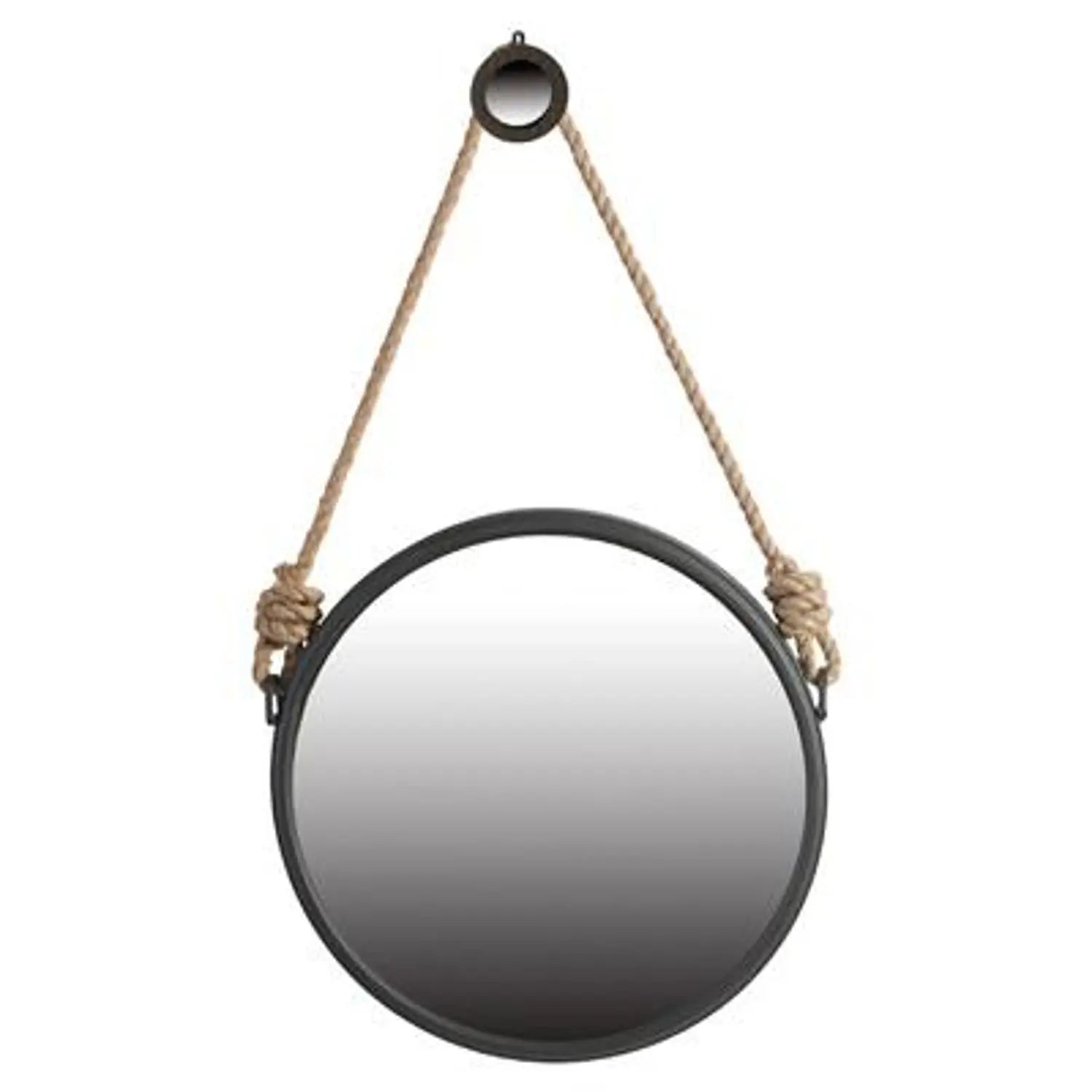 Black and Silver Round Accent Metal Mirror Homeroots Bed & Bath