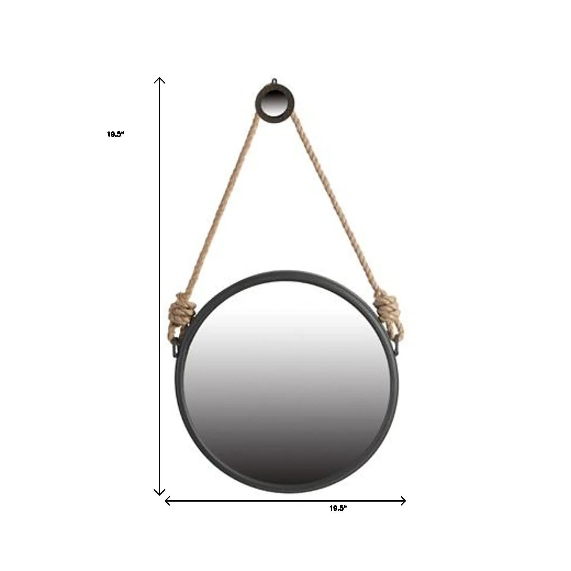 Black and Silver Round Accent Metal Mirror Homeroots Bed & Bath