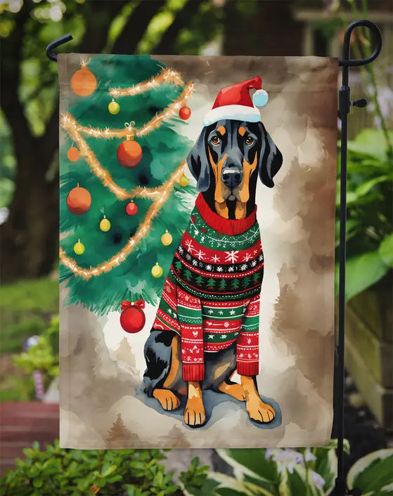 Black and Tan Coonhound Christmas Garden Flag Caroline's Treasures