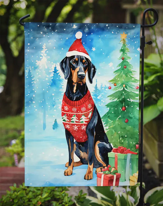 Black and Tan Coonhound Christmas Garden Flag Caroline's Treasures