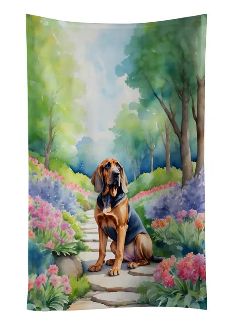 Black and Tan Coonhound Spring Path Pair of Pot Holders Caroline's Treasures