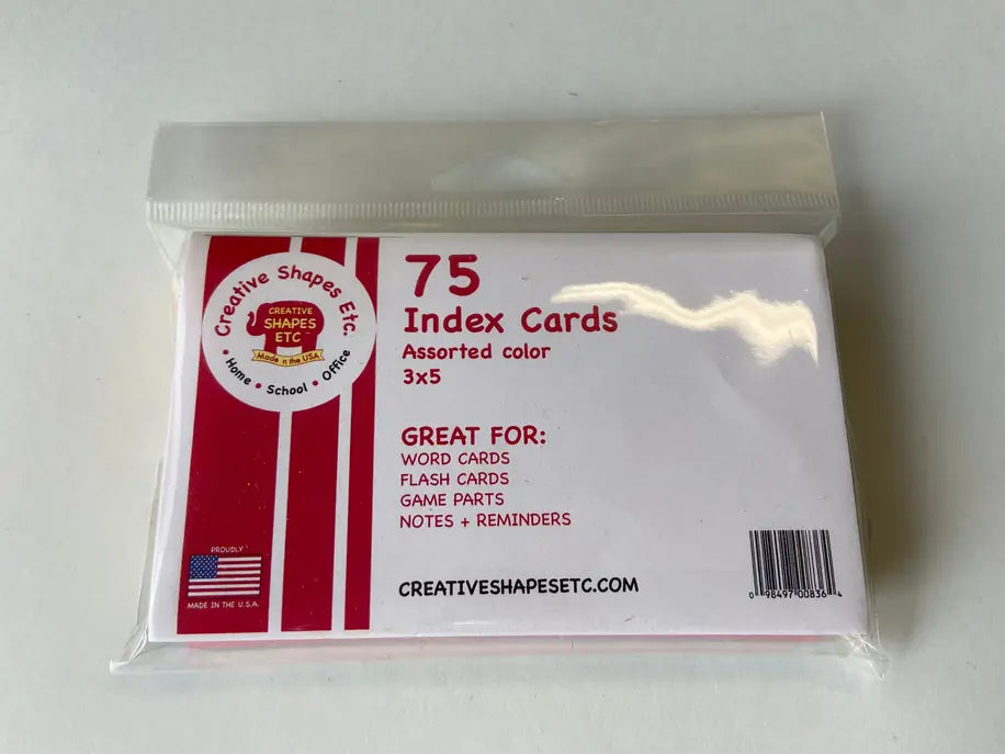 Blank Index Cards-  Assorted Color Creative Shapes