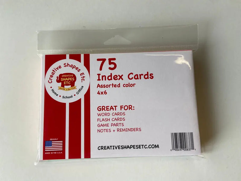 Blank Index Cards-  Assorted Color Creative Shapes