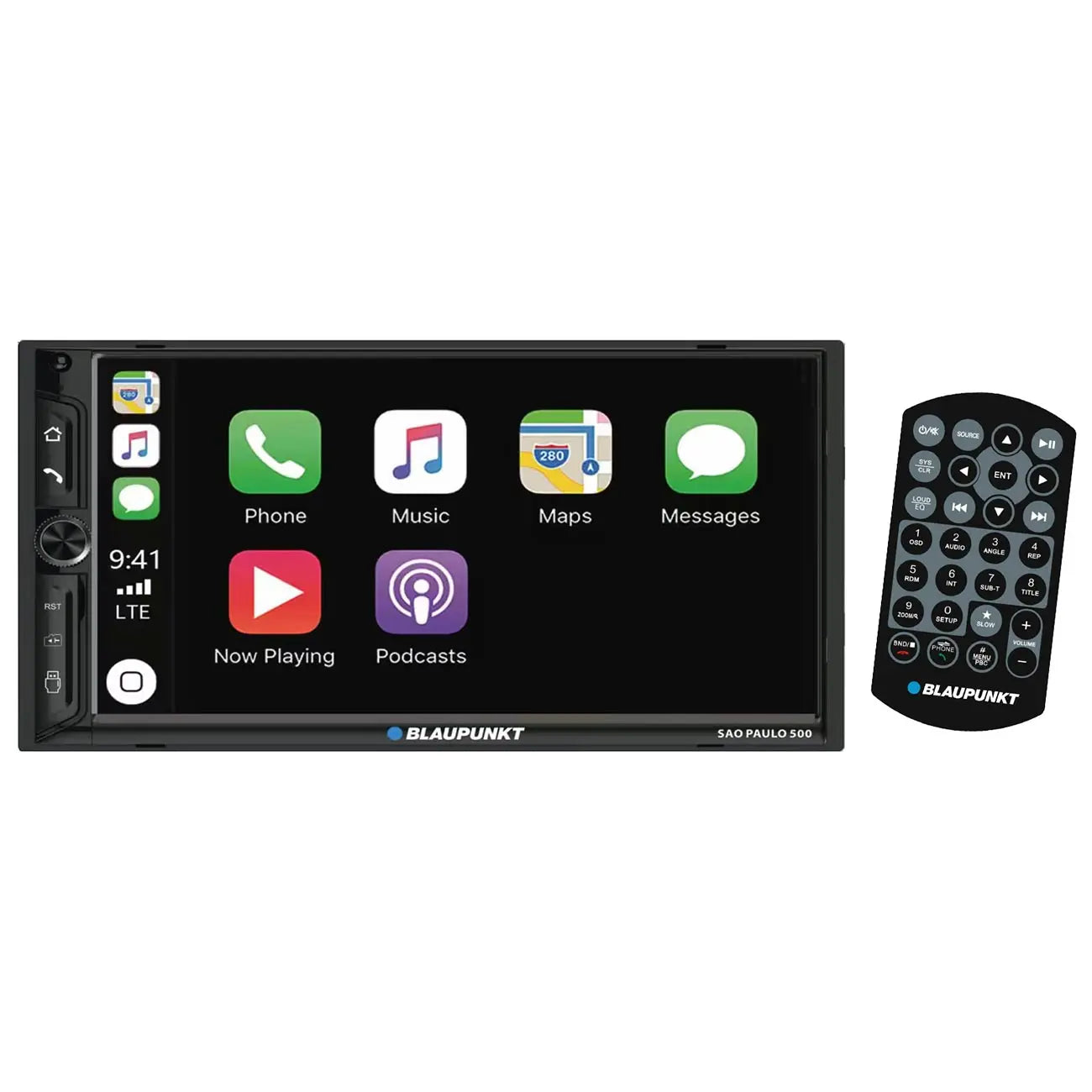 Blaupunkt 7″ Double Din Mechless Fixed Face Touchscreen Receiver With Bluetooth & Wired Apple Carpla Blaupunkt