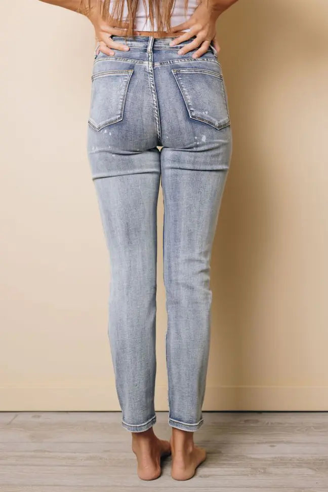 Bleach Splatter Boyfriend Straight Jeans Stay Warm in Style