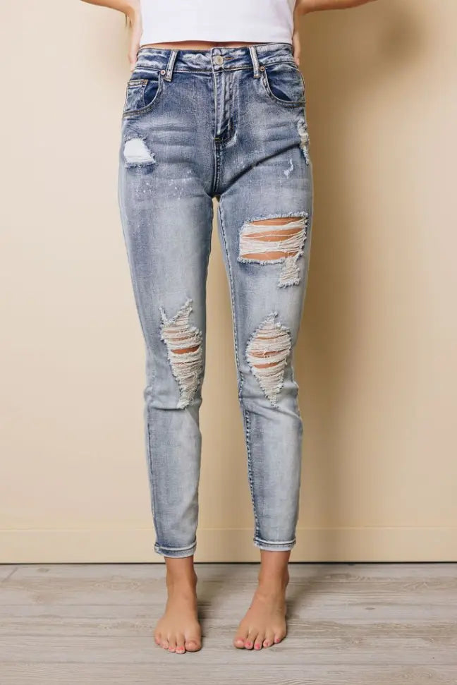 Bleach Splatter Boyfriend Straight Jeans Stay Warm in Style