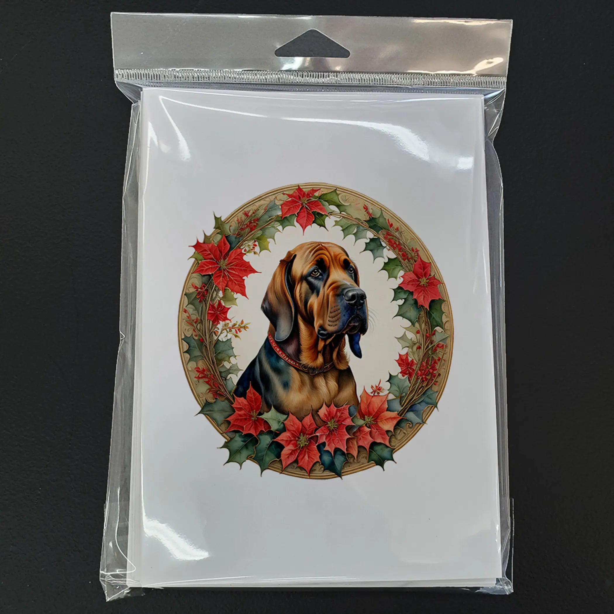 Bloodhound Christmas Flowers Greeting Cards Pack of 8 Caroline's Treasures