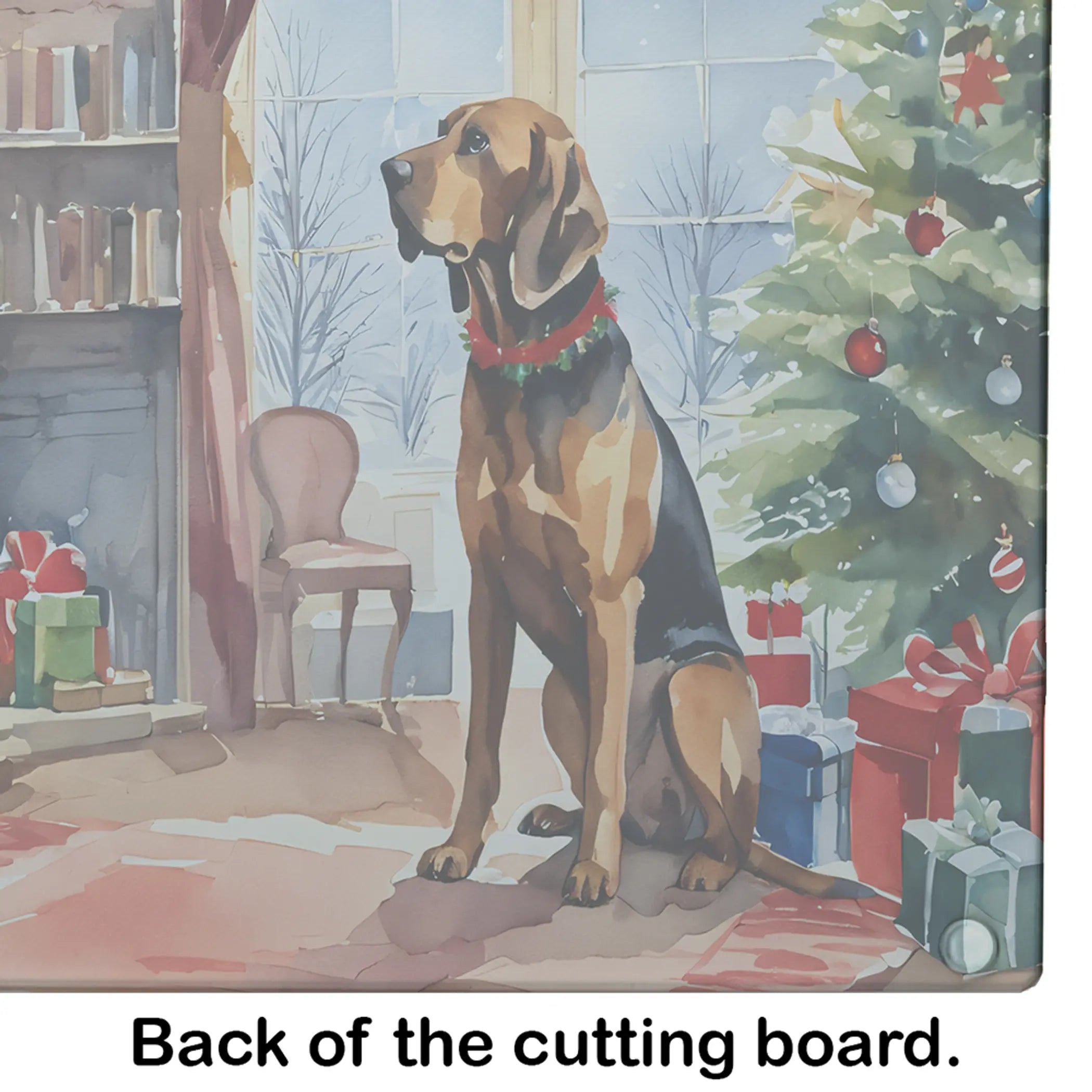 Bloodhound Cozy Christmas Glass Cutting Board Caroline's Treasures