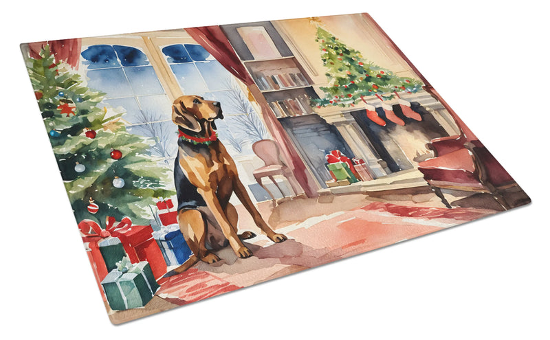 Bloodhound Cozy Christmas Glass Cutting Board Caroline's Treasures