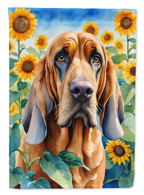 Bloodhound in Sunflowers Garden Flag Caroline's Treasures
