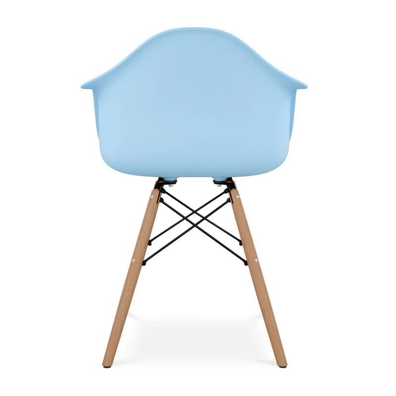 Blue And Natural Heavy Duty Plastic And Solid Wood Dining Arm Chair Homeroots Kitchen & Dining