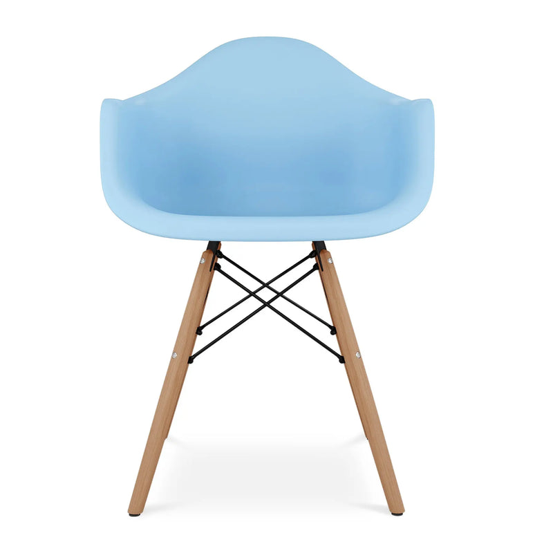 Blue And Natural Heavy Duty Plastic And Solid Wood Dining Arm Chair Homeroots Kitchen & Dining