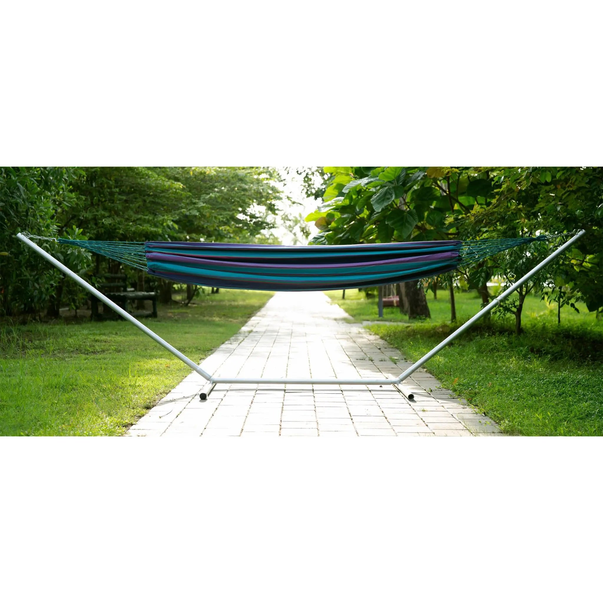 Blue And Purple Striped Single Spreader Bar Hammock Homeroots Outdoor