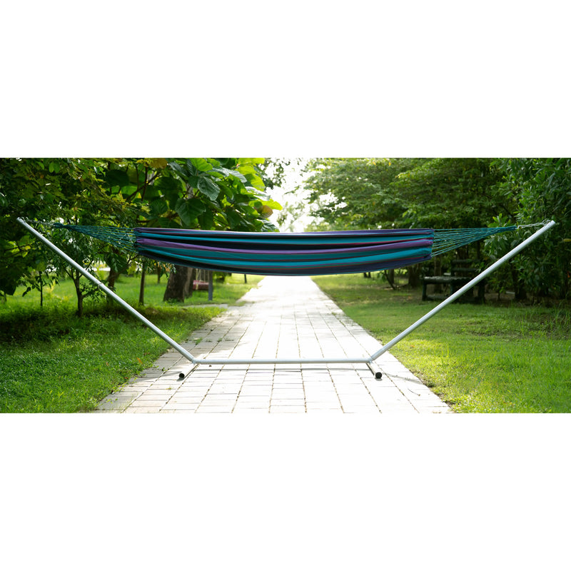 Blue And Purple Striped Single Spreader Bar Hammock Homeroots Outdoor