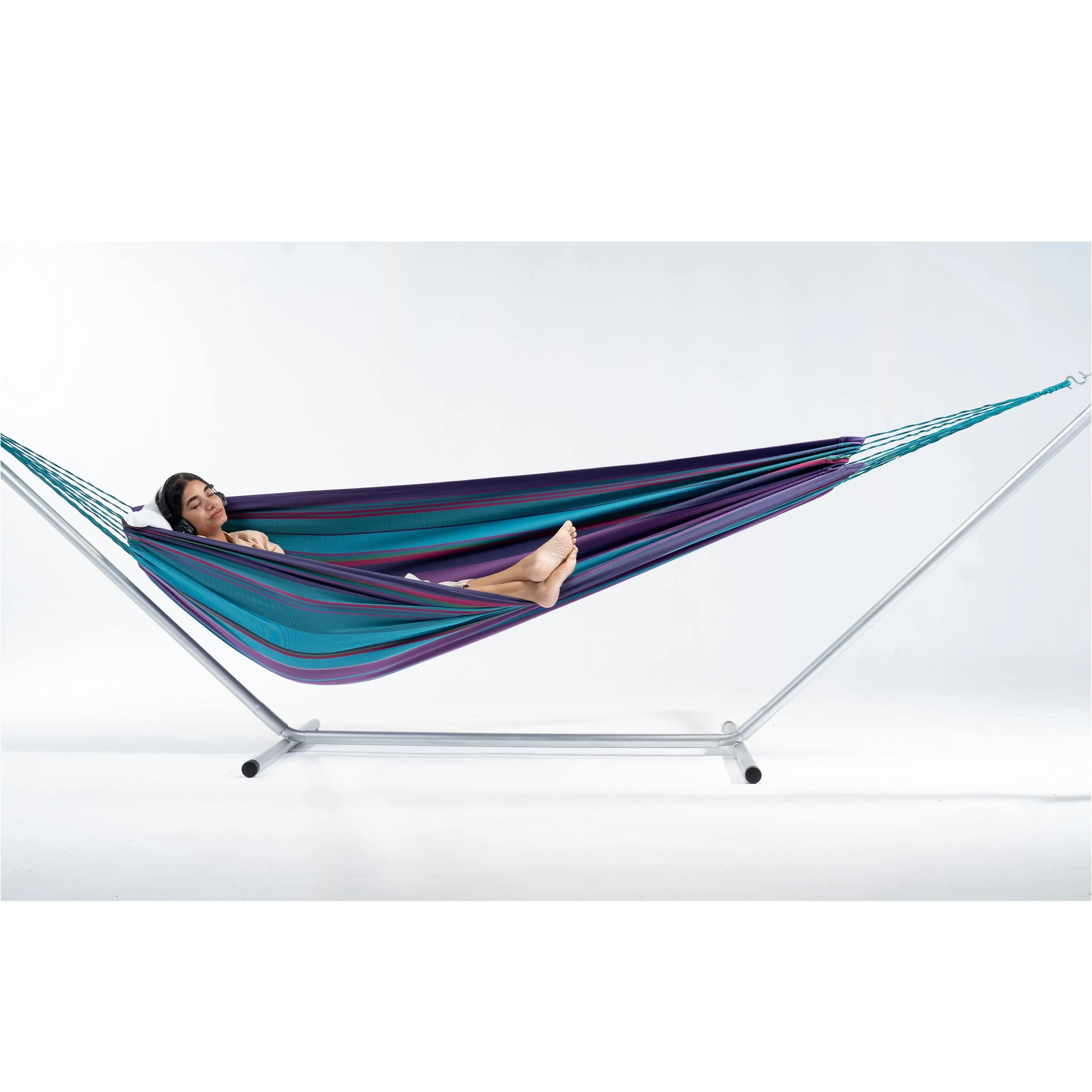Blue And Purple Striped Single Spreader Bar Hammock Homeroots Outdoor