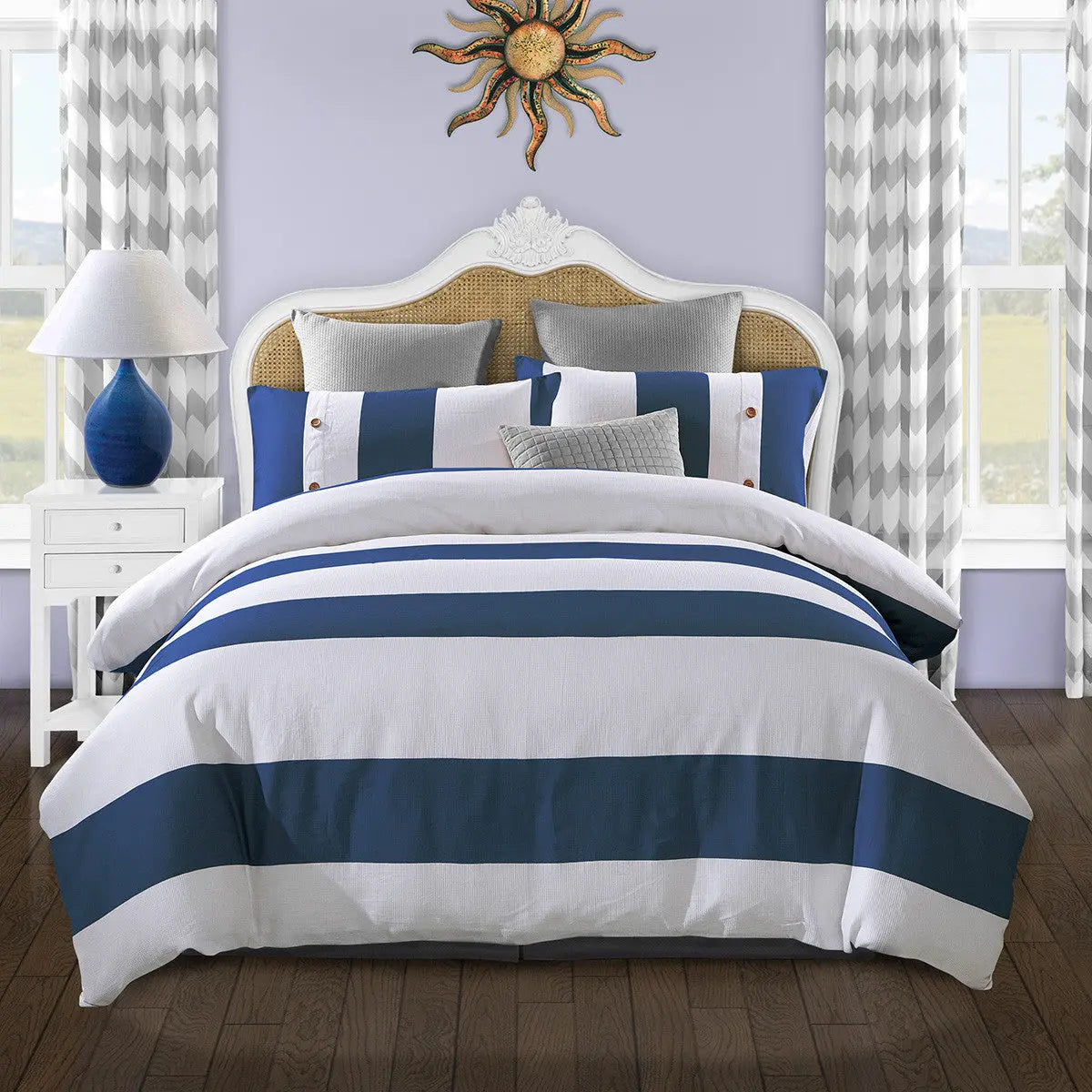 Blue And White King Cotton Washable Duvet Cover Set Homeroots Bed & Bath