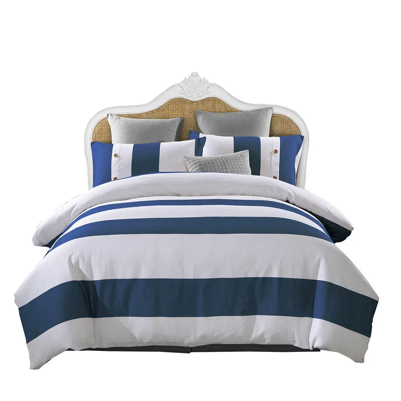 Blue And White King Cotton Washable Duvet Cover Set Homeroots Bed & Bath