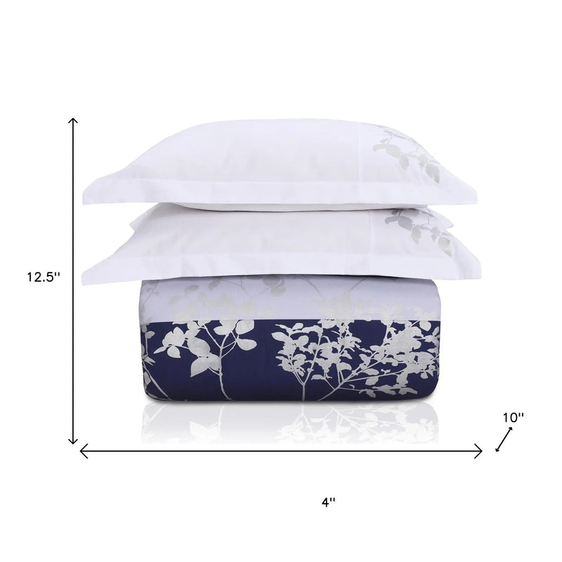 Blue And White King Cotton Washable Duvet Cover Set With Two Shams Homeroots Bed & Bath