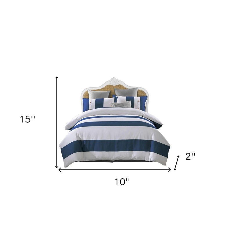 Blue And White Twin Extra Long Cotton Washable Duvet Cover Set Homeroots Bed & Bath