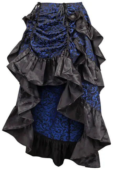 Blue/Black Brocade Adjustable High Low Bustle Skirt Daisy Corsets