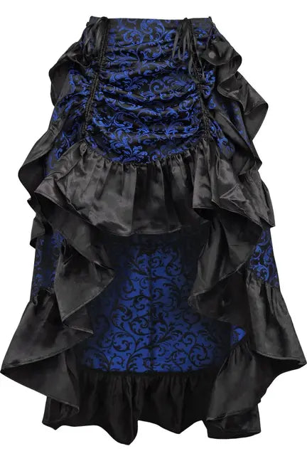Blue/Black Brocade Adjustable High Low Bustle Skirt Daisy Corsets
