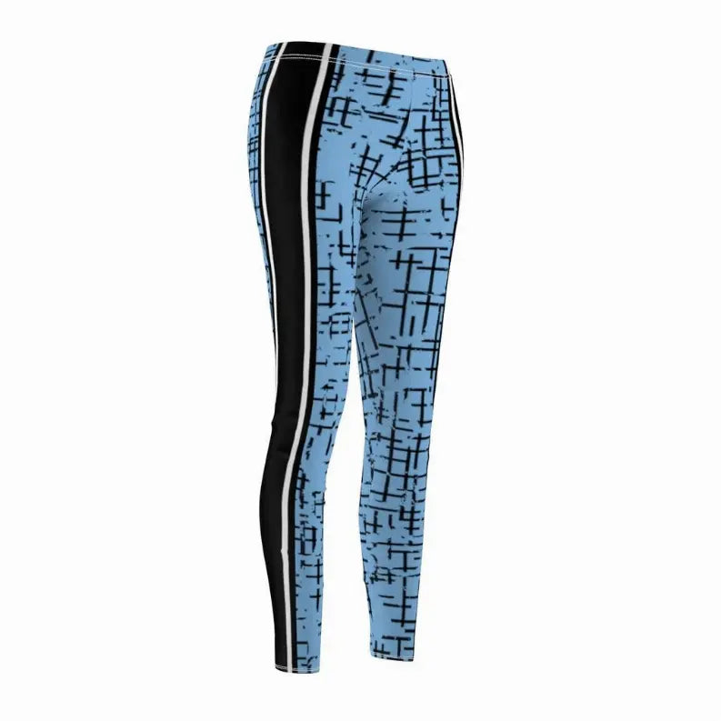 Blue/Black Checkered Print Leggings -3/4 Length Girlz n Dollz