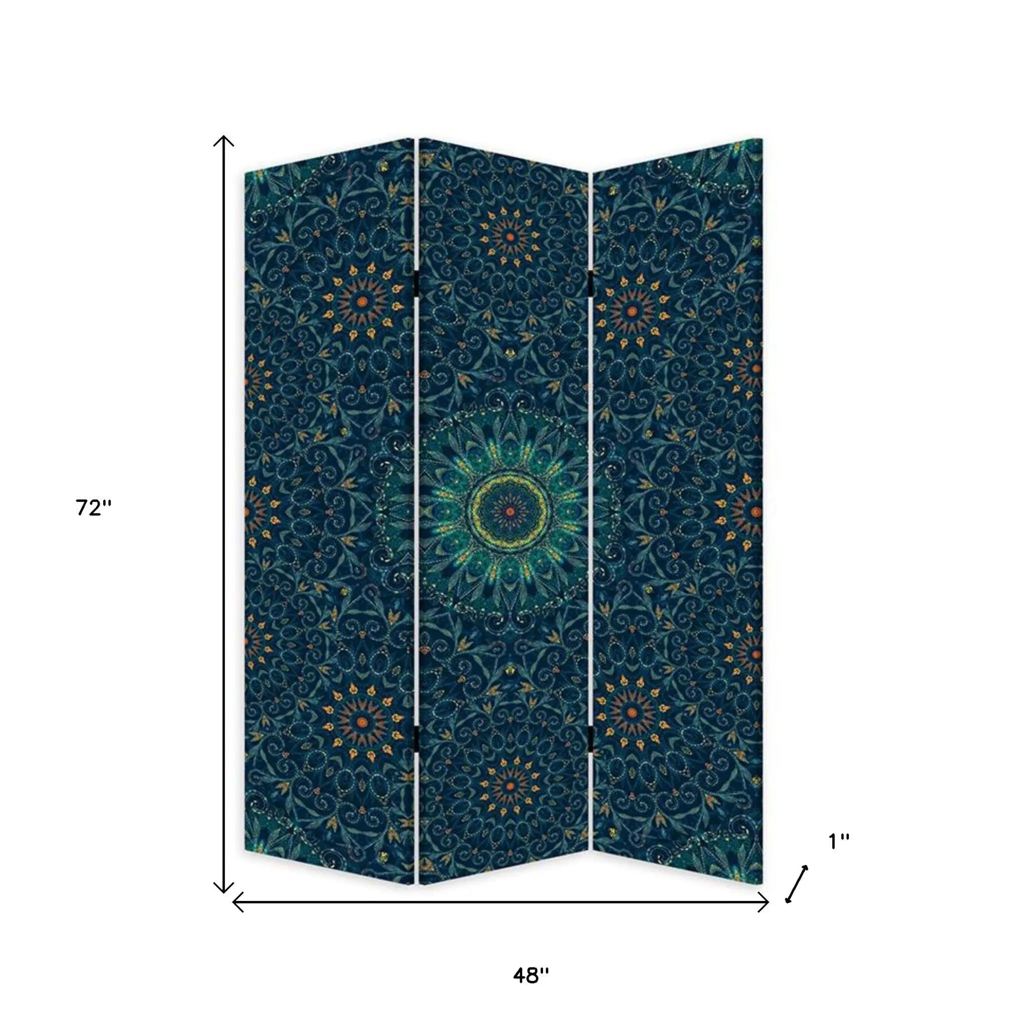 Blue Boho Mandala Three Panel Room Divider Screen Homeroots Home Decor