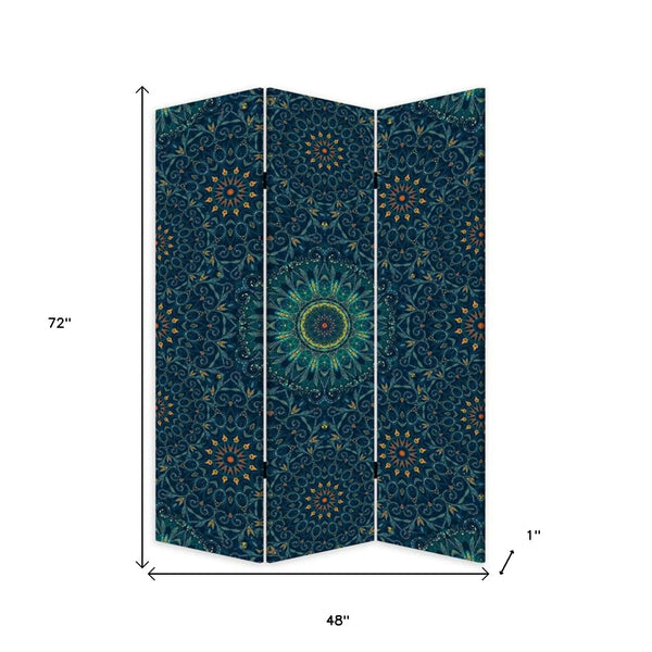Blue Boho Mandala Three Panel Room Divider Screen Homeroots Home Decor