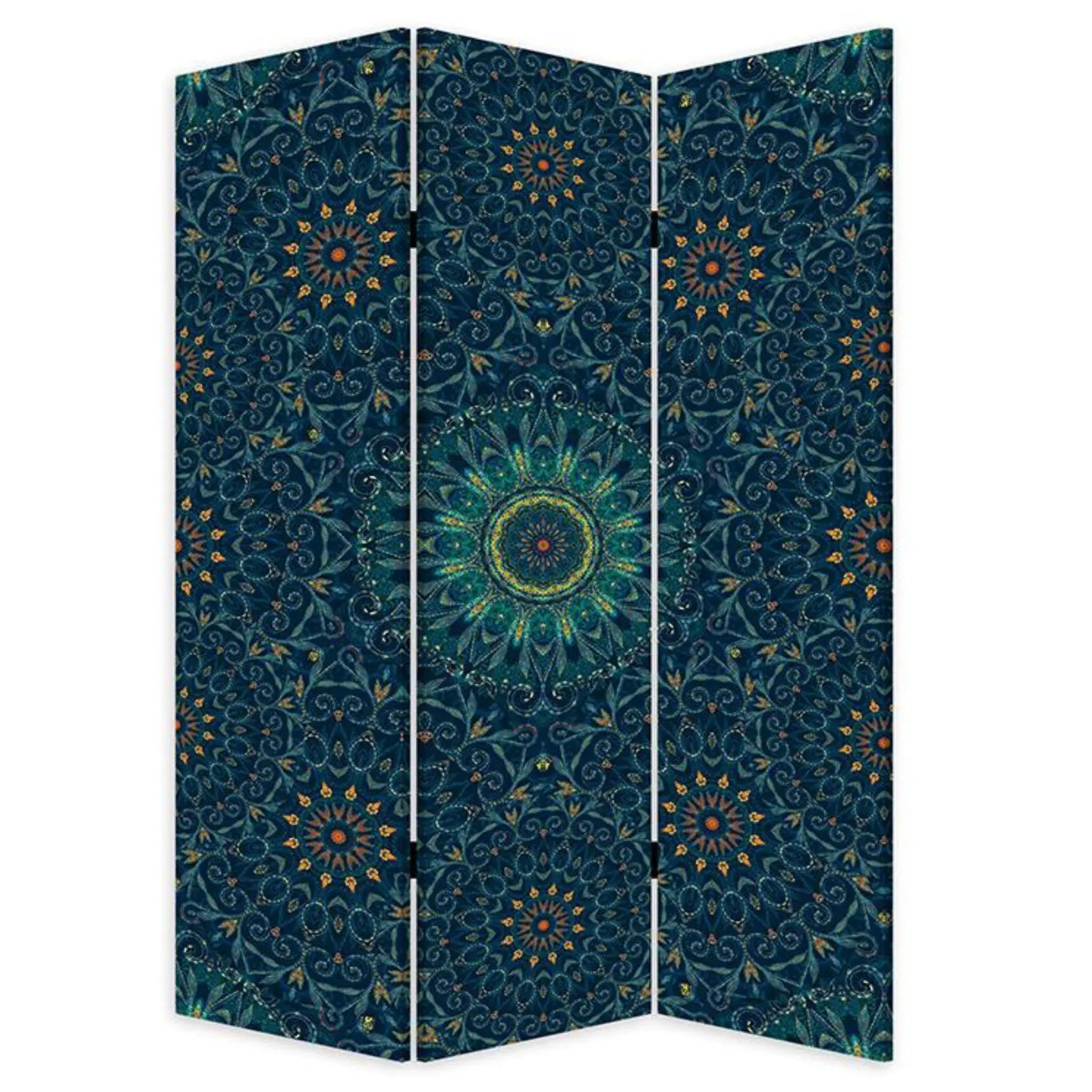 Blue Boho Mandala Three Panel Room Divider Screen Homeroots Home Decor