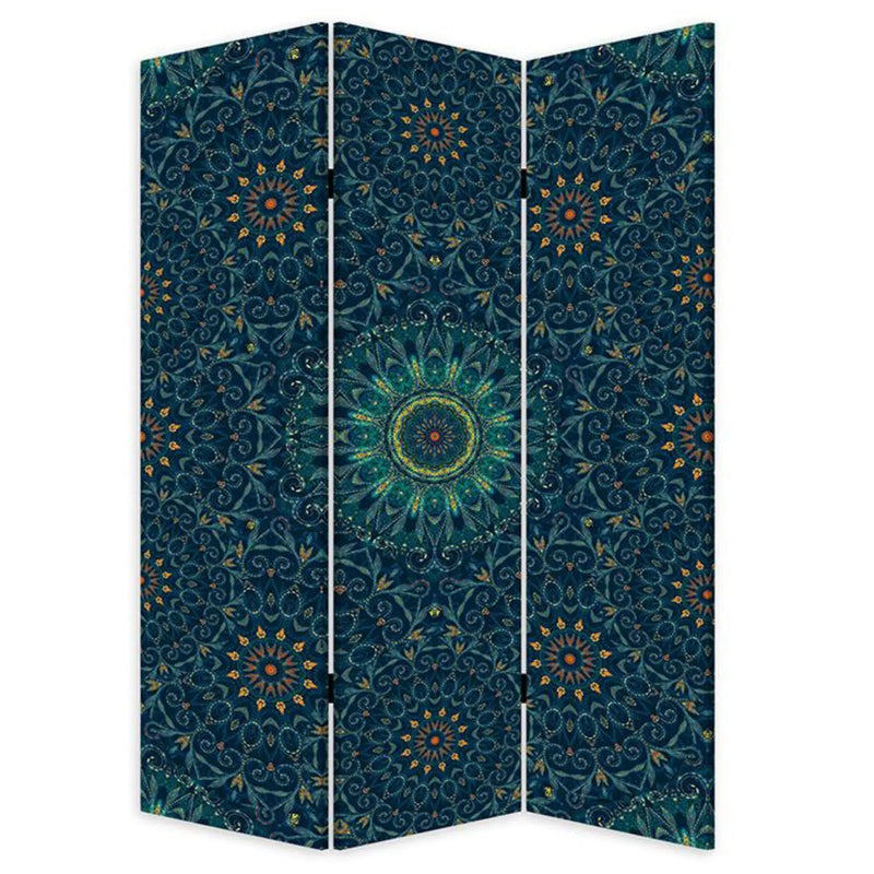 Blue Boho Mandala Three Panel Room Divider Screen Homeroots Home Decor