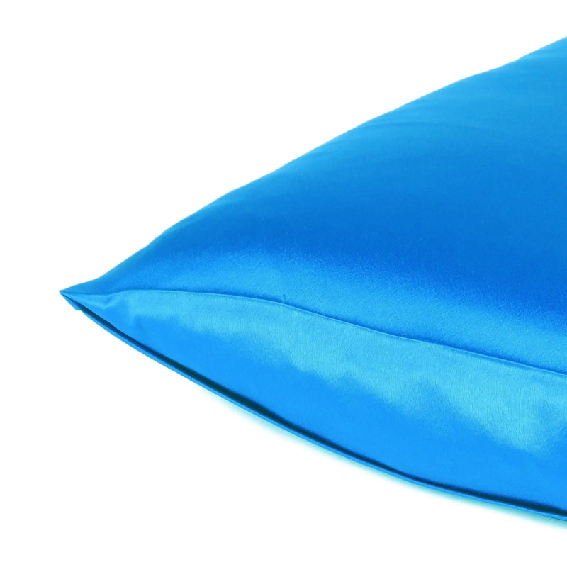 Blue Dreamy Set Of 2 Silky Satin Queen Pillowcases Homeroots Bed & Bath