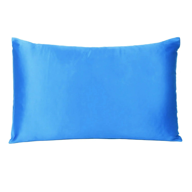 Blue Dreamy Set Of 2 Silky Satin Queen Pillowcases Homeroots Bed & Bath