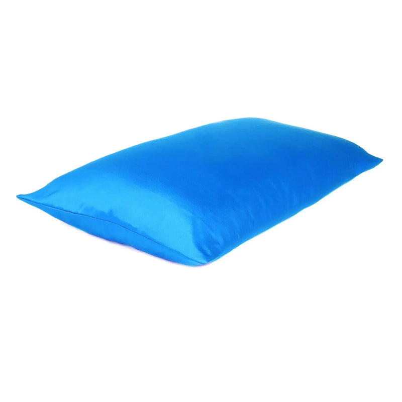 Blue Dreamy Set Of 2 Silky Satin Queen Pillowcases Homeroots Bed & Bath