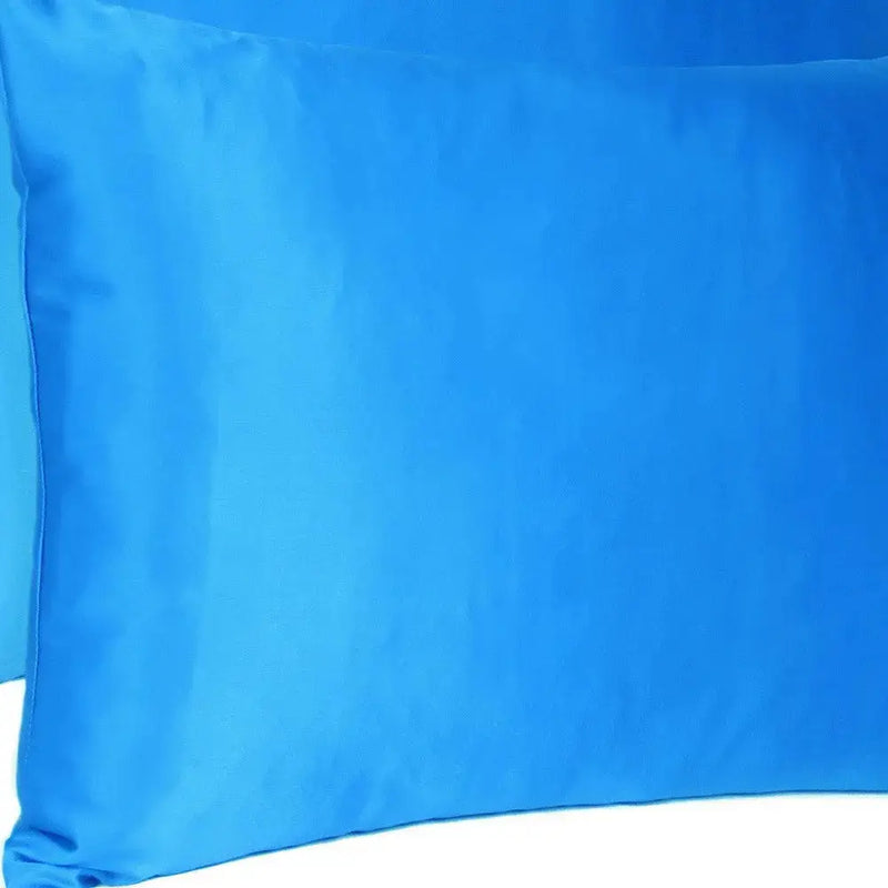 Blue Dreamy Set Of 2 Silky Satin Standard Pillowcases Homeroots Bed & Bath