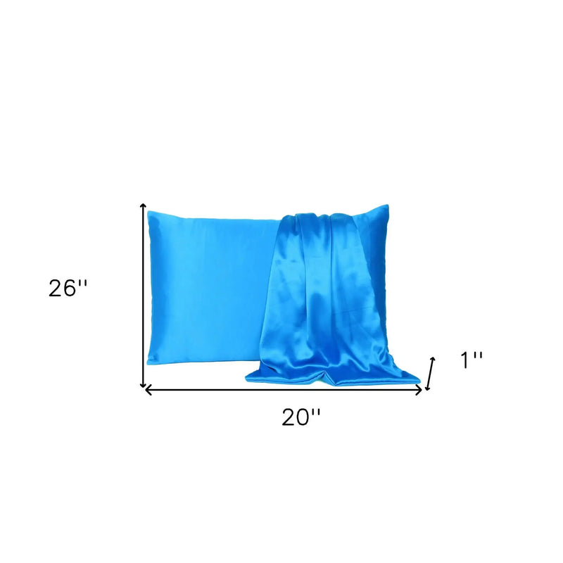 Blue Dreamy Set Of 2 Silky Satin Standard Pillowcases Homeroots Bed & Bath