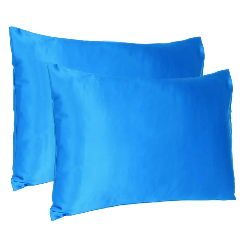 Blue Dreamy Set Of 2 Silky Satin Standard Pillowcases Homeroots Bed & Bath